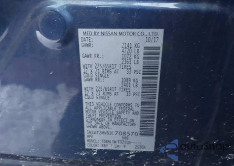 2018 Nissan Rogue Sv z USA, uszkodzony, nr VIN 5N1AT2MV6JC708570